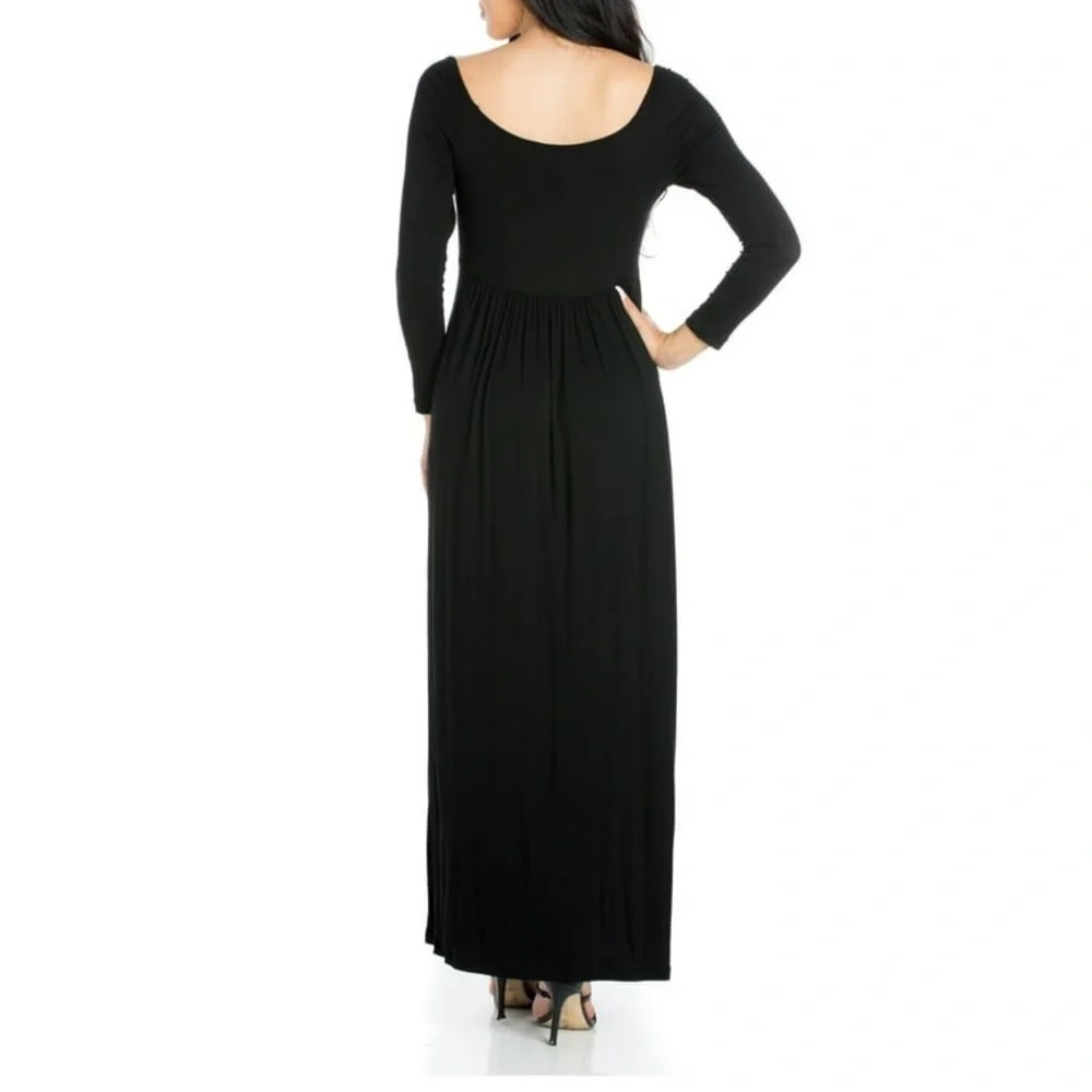 Elegant Black Ling Sleeve Maxi Dress Comfort Apparel